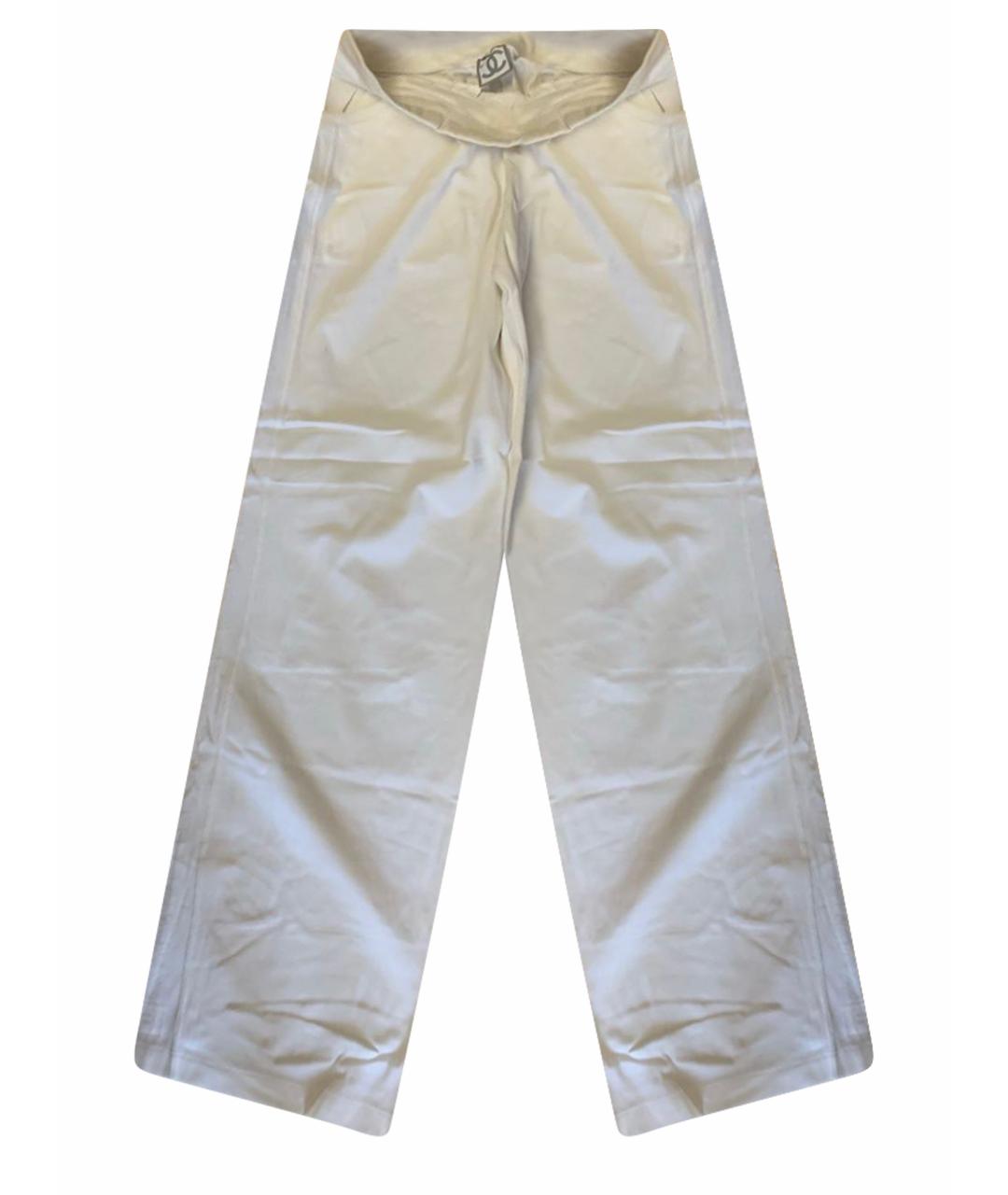 CHANEL Белые хлопковые прямые брюки, фото 1