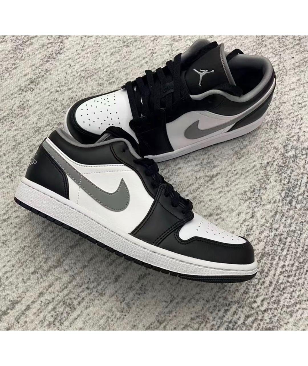 JORDAN Черные кожаные низкие кроссовки / кеды, фото 2