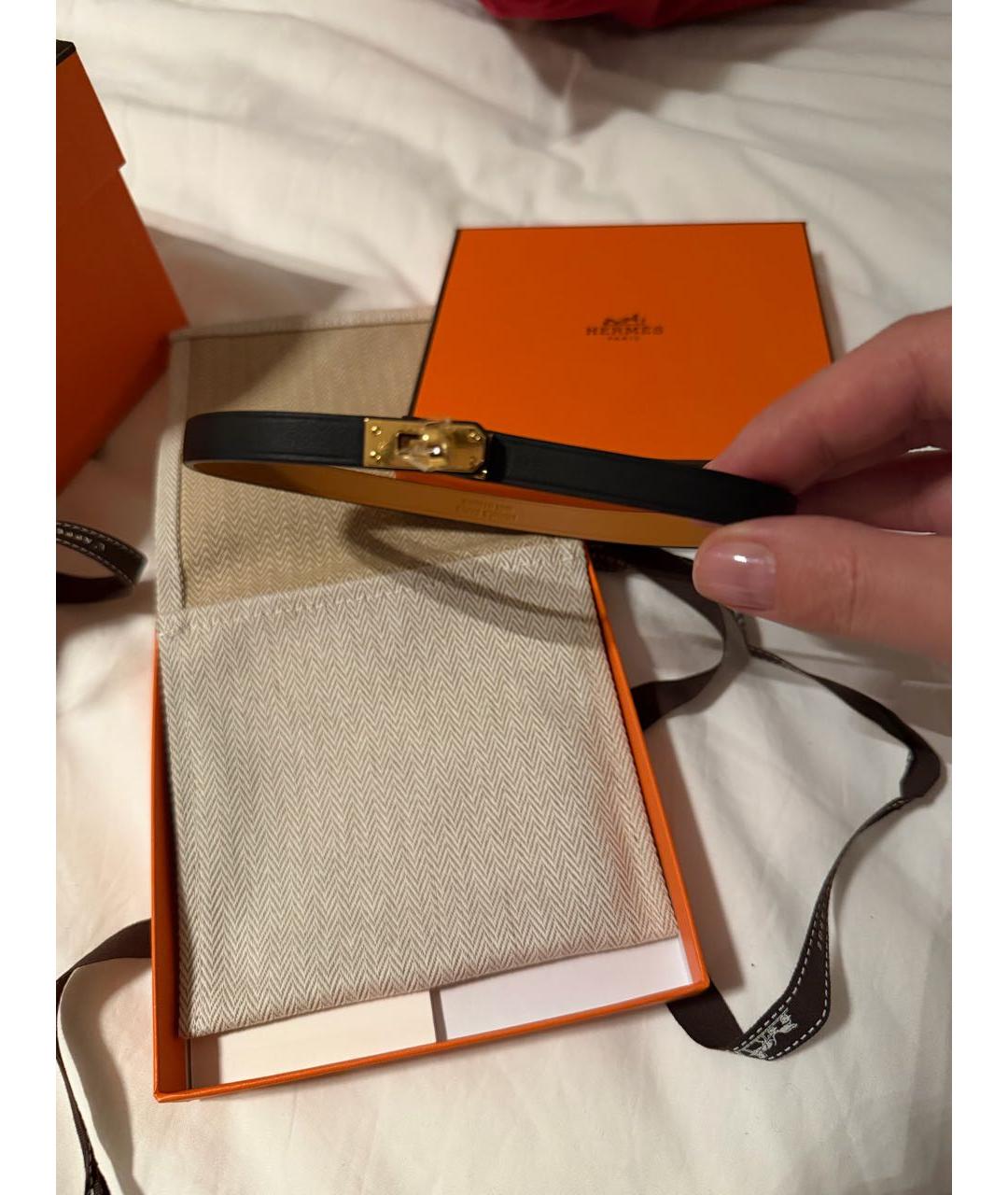 HERMES Черный кожаный чокер, фото 2