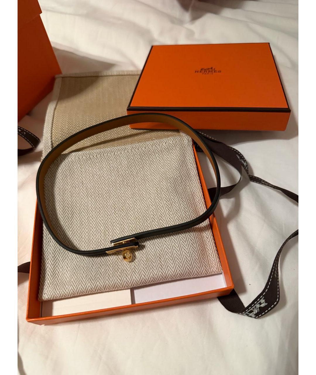 HERMES Черный кожаный чокер, фото 4