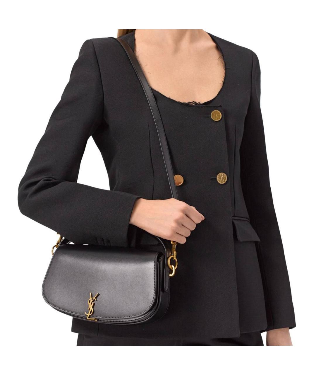 SAINT LAURENT Черная кожаная сумка через плечо, фото 4