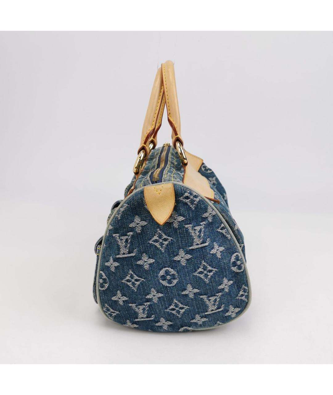 LOUIS VUITTON Голубая деним сумка с короткими ручками, фото 2