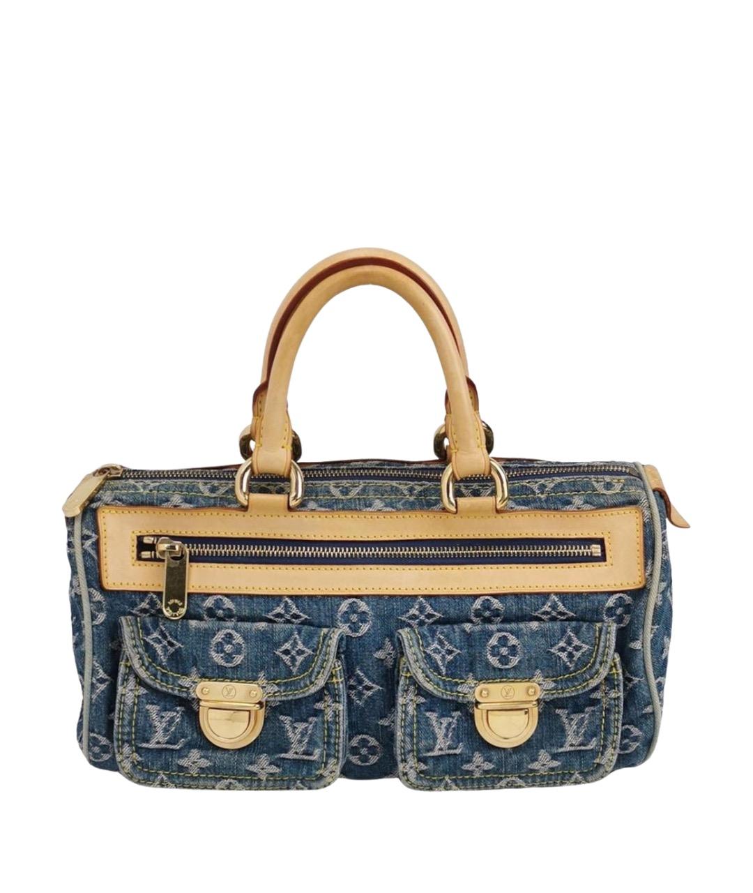 LOUIS VUITTON Голубая деним сумка с короткими ручками, фото 1