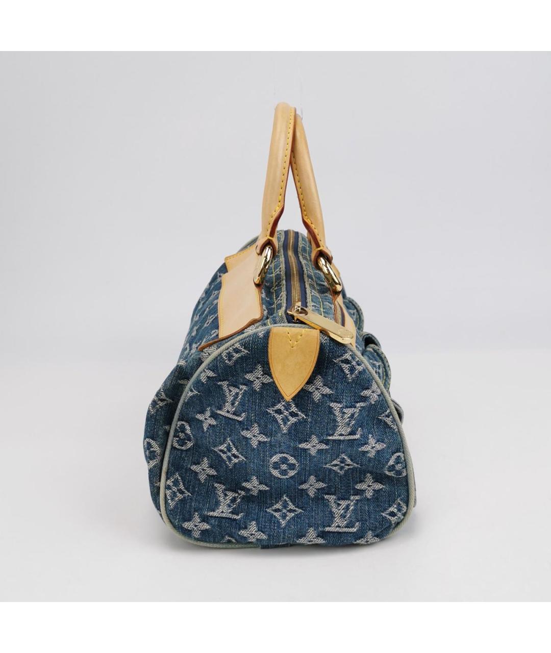 LOUIS VUITTON Голубая деним сумка с короткими ручками, фото 3