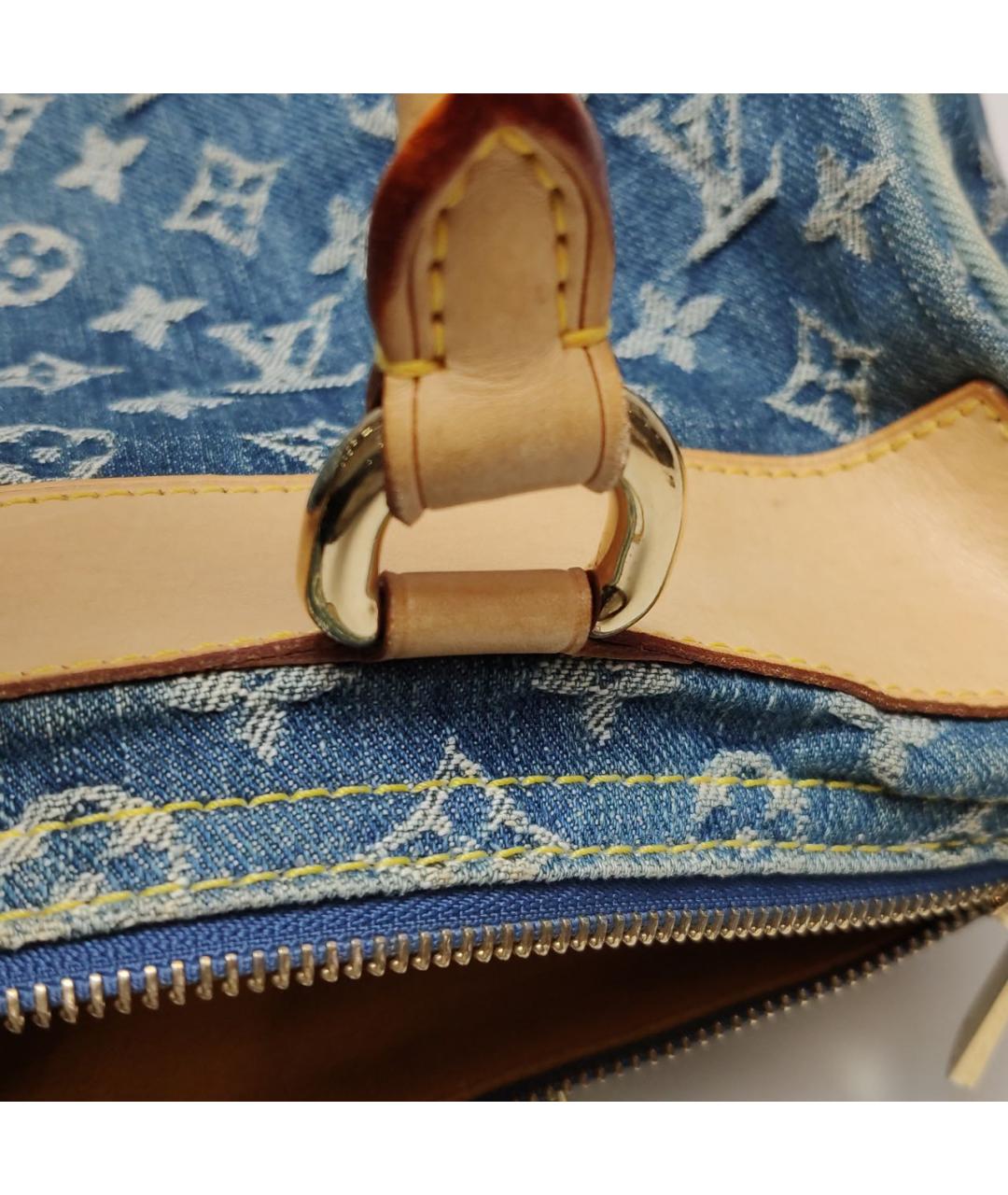 LOUIS VUITTON Голубая деним сумка с короткими ручками, фото 7
