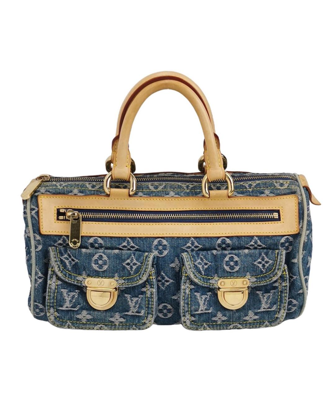 LOUIS VUITTON Голубая деним сумка с короткими ручками, фото 9