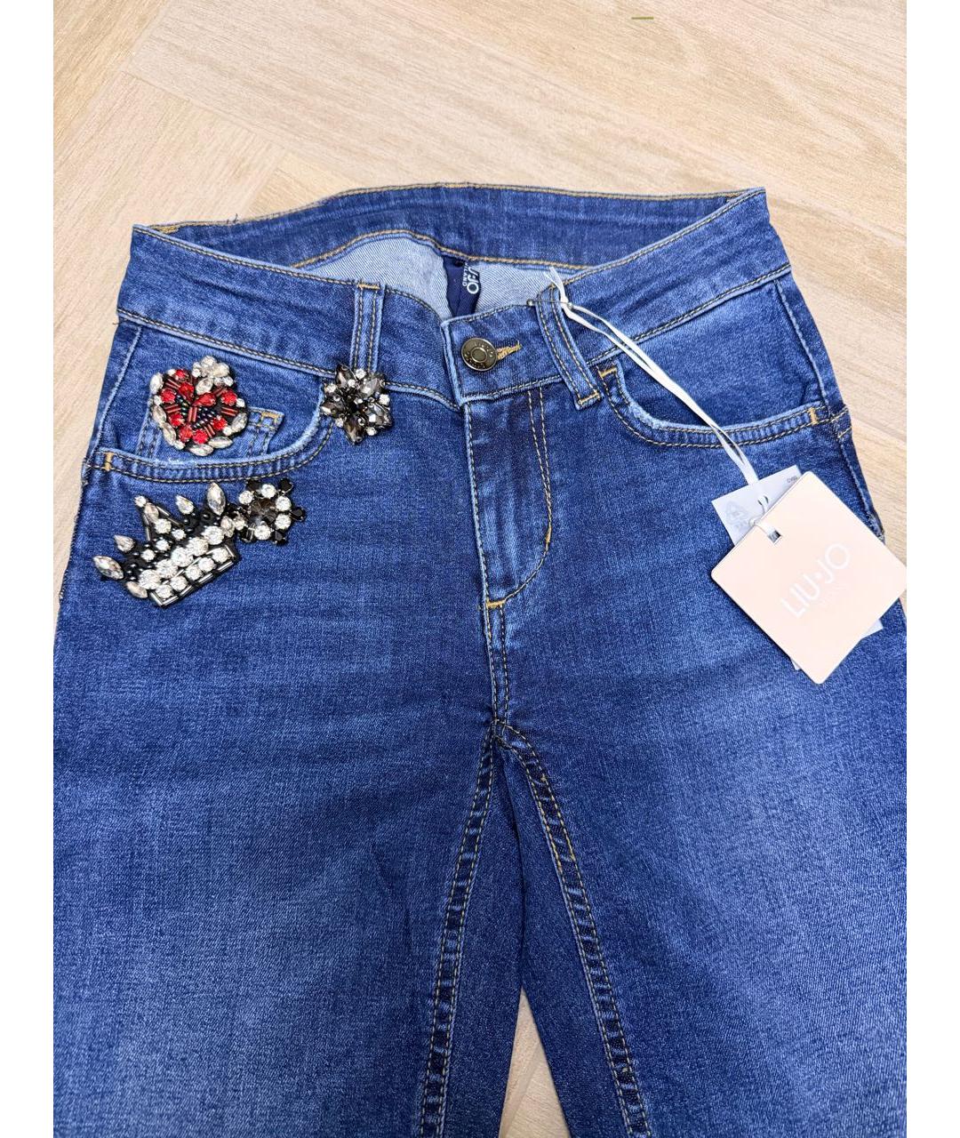 LIU JO Темно-синие хлопко-эластановые прямые джинсы, фото 5