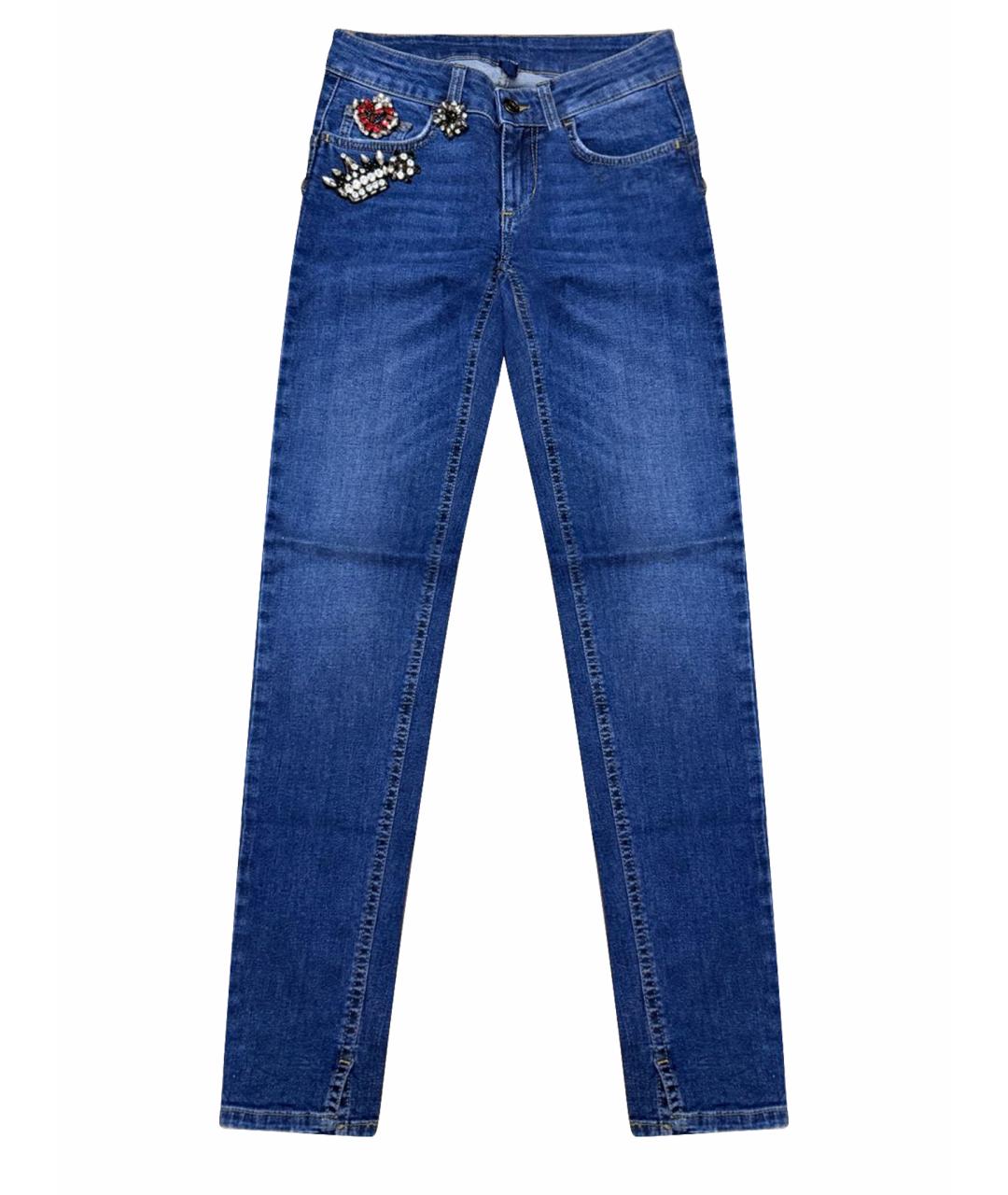 LIU JO Темно-синие хлопко-эластановые прямые джинсы, фото 1