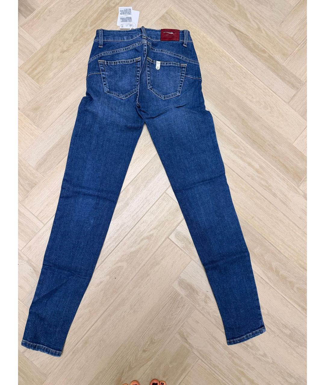 LIU JO Темно-синие хлопко-эластановые прямые джинсы, фото 2