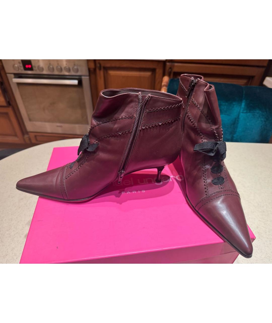 UNGARO Коричневые кожаные ботильоны, фото 5