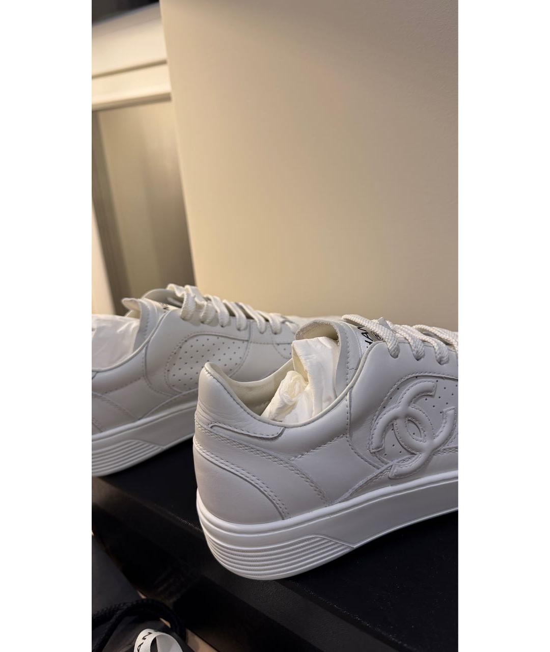 CHANEL Белые кожаные кеды, фото 5