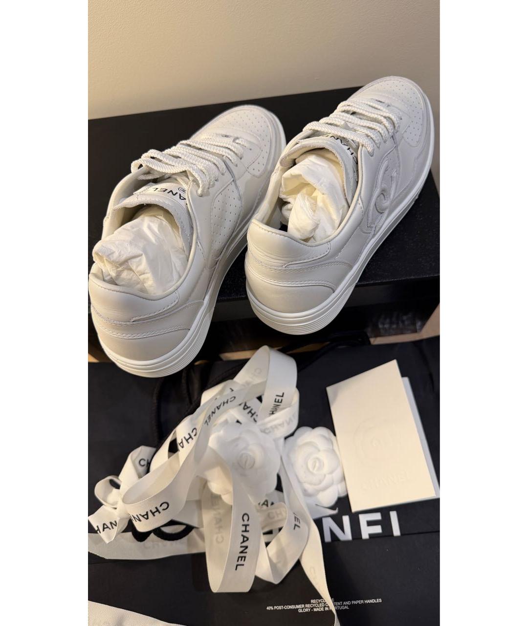 CHANEL Белые кожаные кеды, фото 6