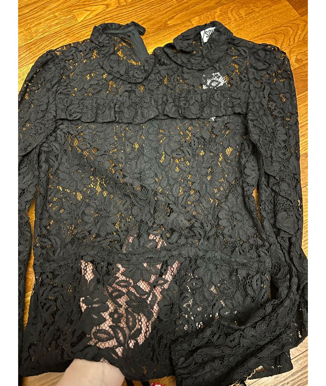 SONIA RYKIEL Черная кружевная блузы, фото 4