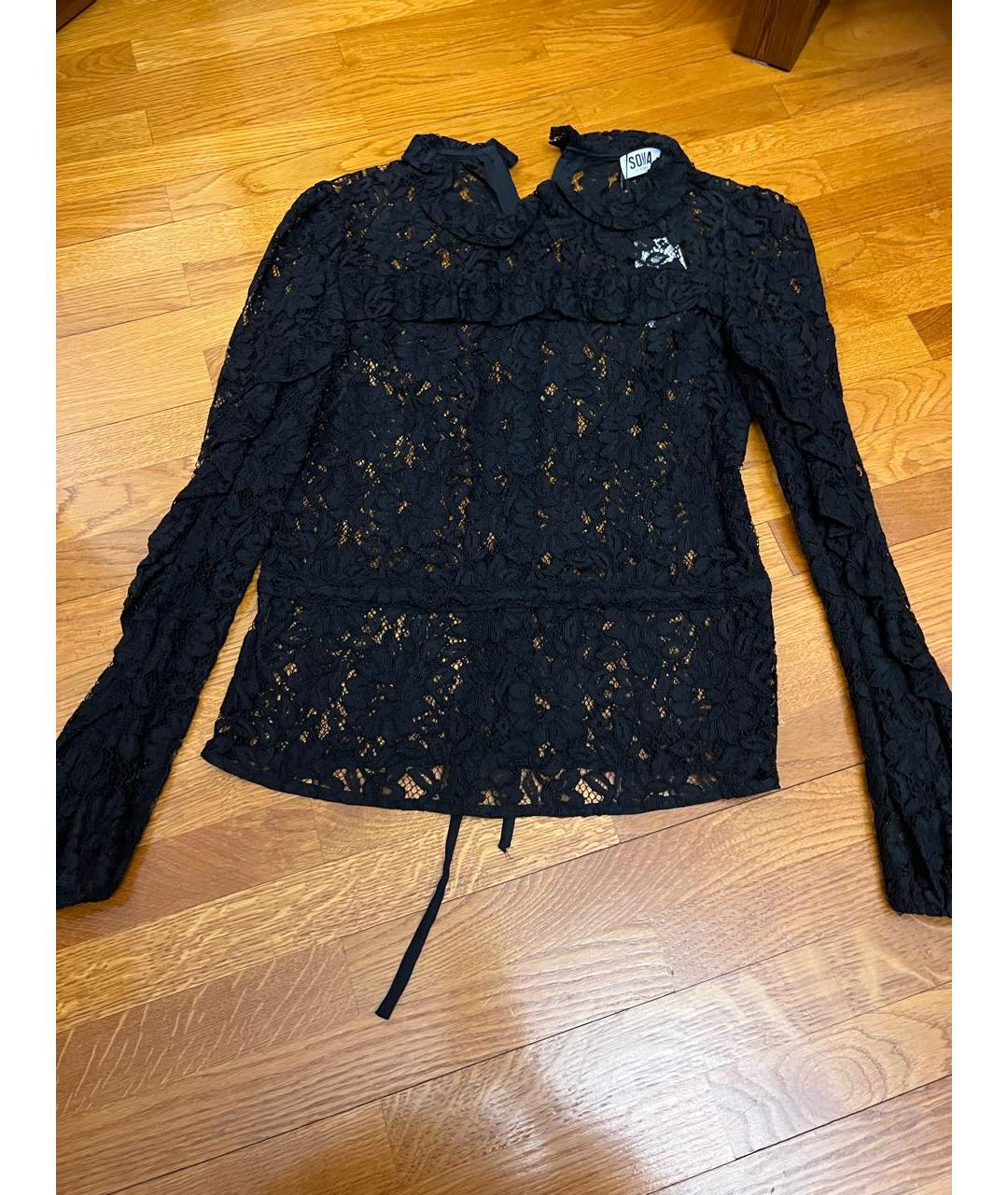 SONIA RYKIEL Черная кружевная блузы, фото 5