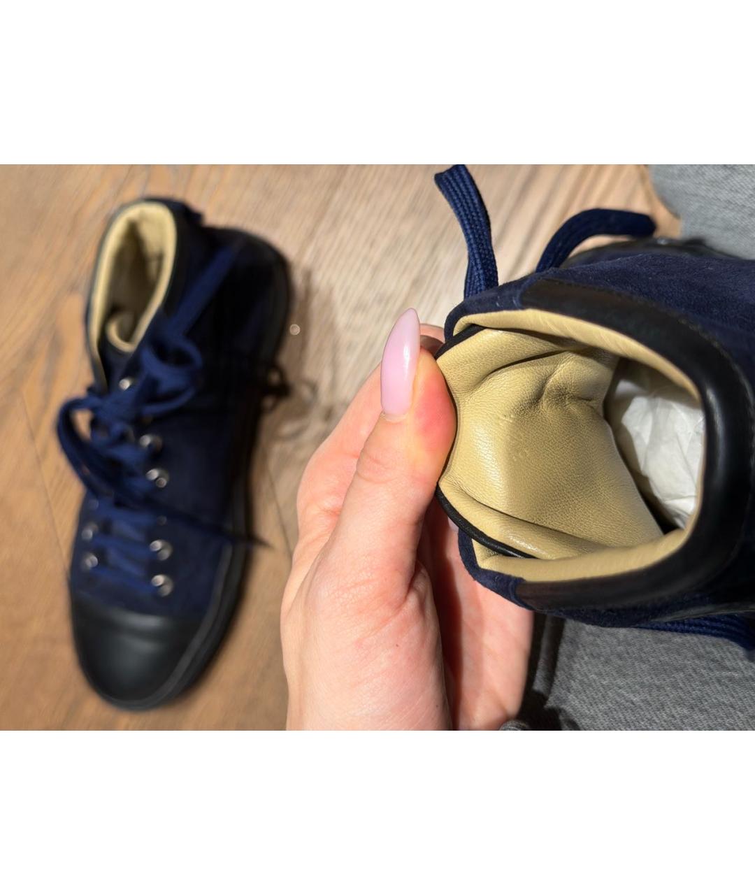 HERMES Темно-синие замшевые кеды, фото 5