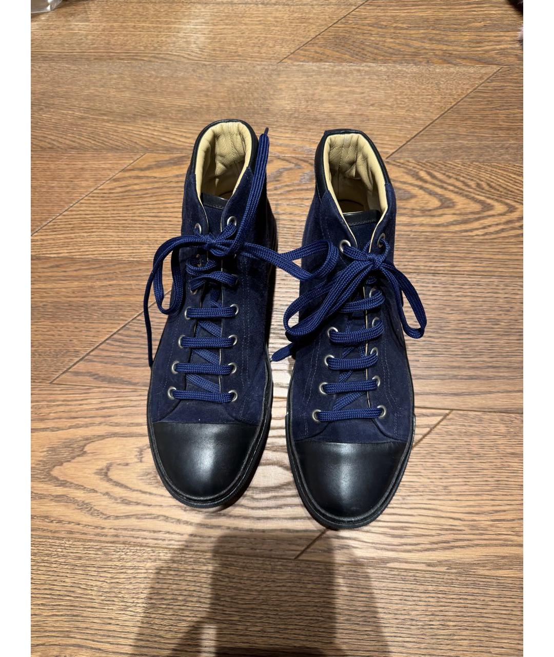 HERMES Темно-синие замшевые кеды, фото 2