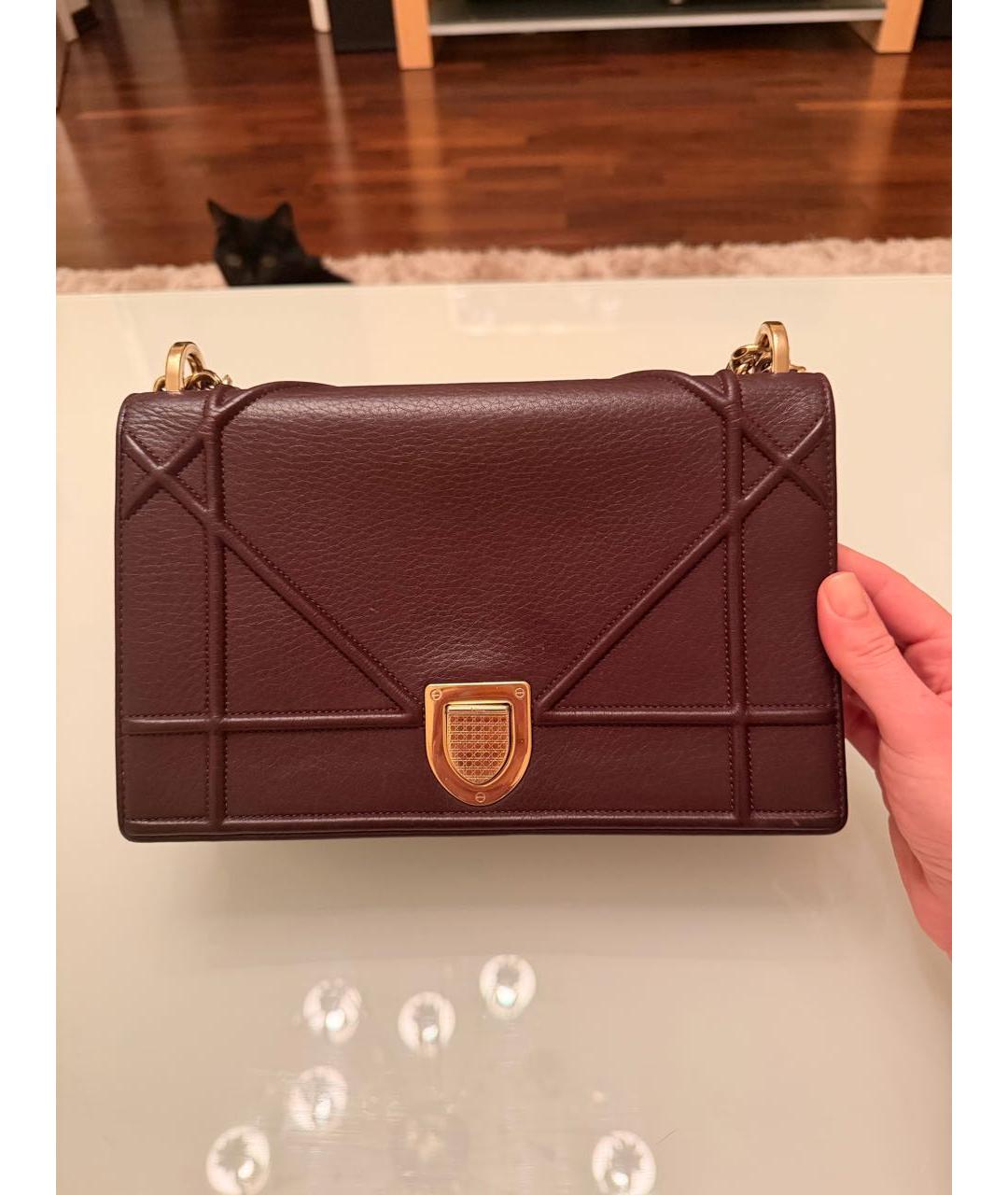 CHRISTIAN DIOR Бордовая кожаная сумка через плечо, фото 8