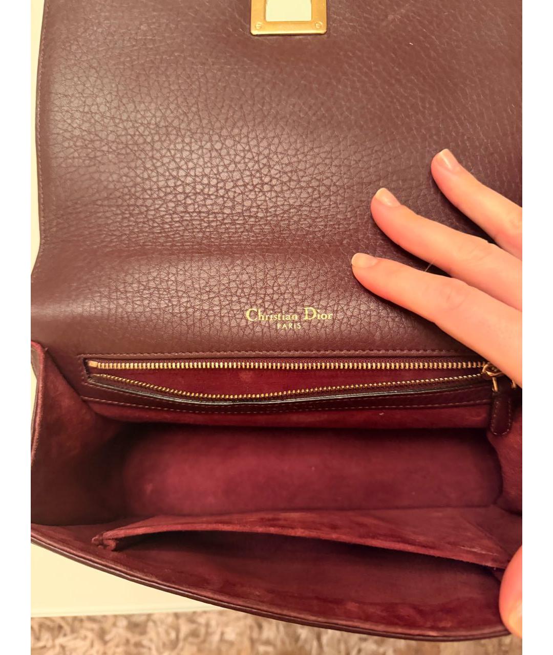 CHRISTIAN DIOR Бордовая кожаная сумка через плечо, фото 5