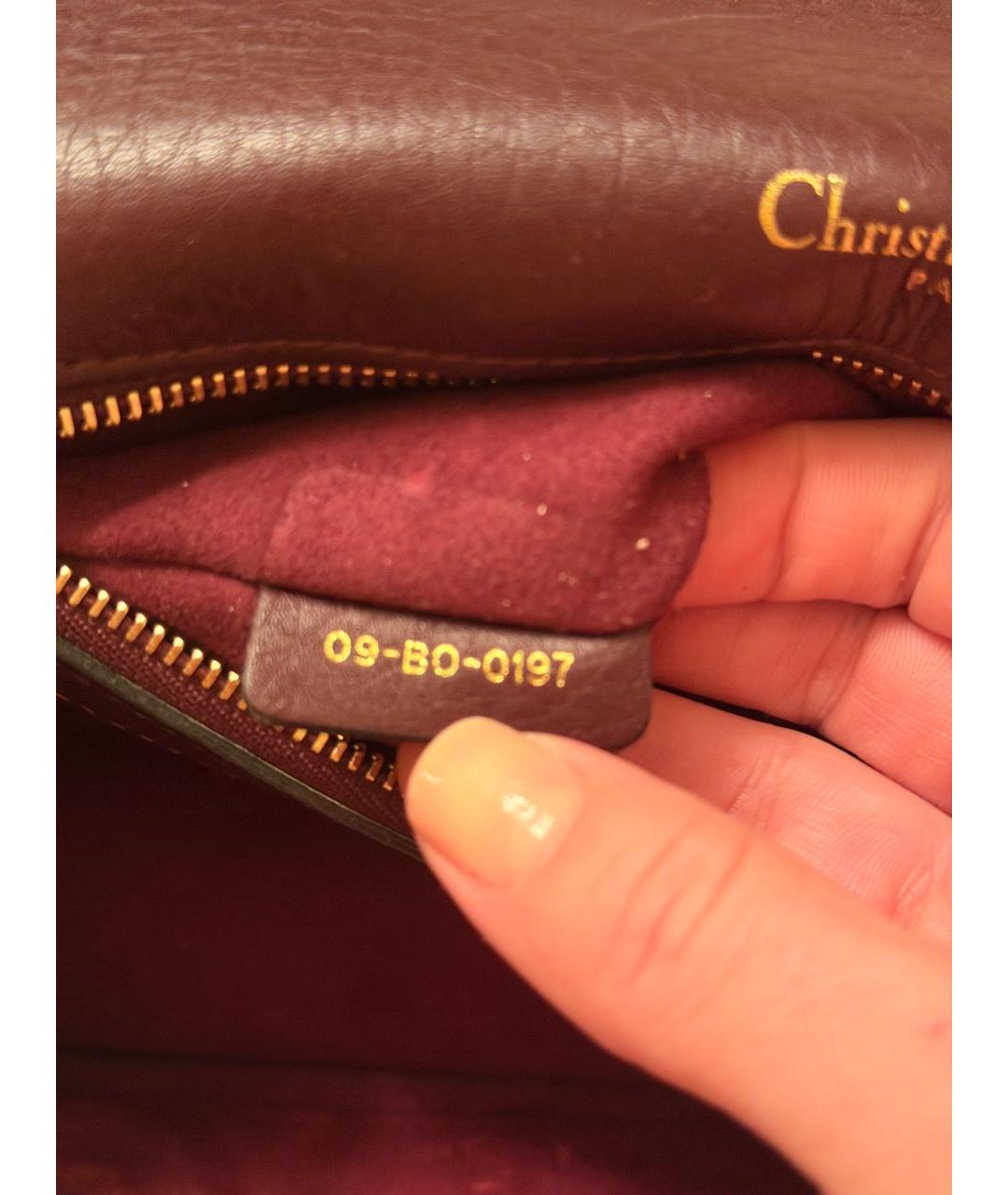 CHRISTIAN DIOR Бордовая кожаная сумка через плечо, фото 6