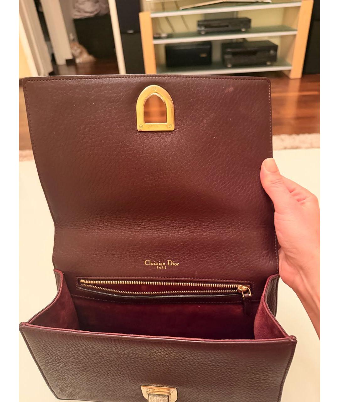 CHRISTIAN DIOR Бордовая кожаная сумка через плечо, фото 4