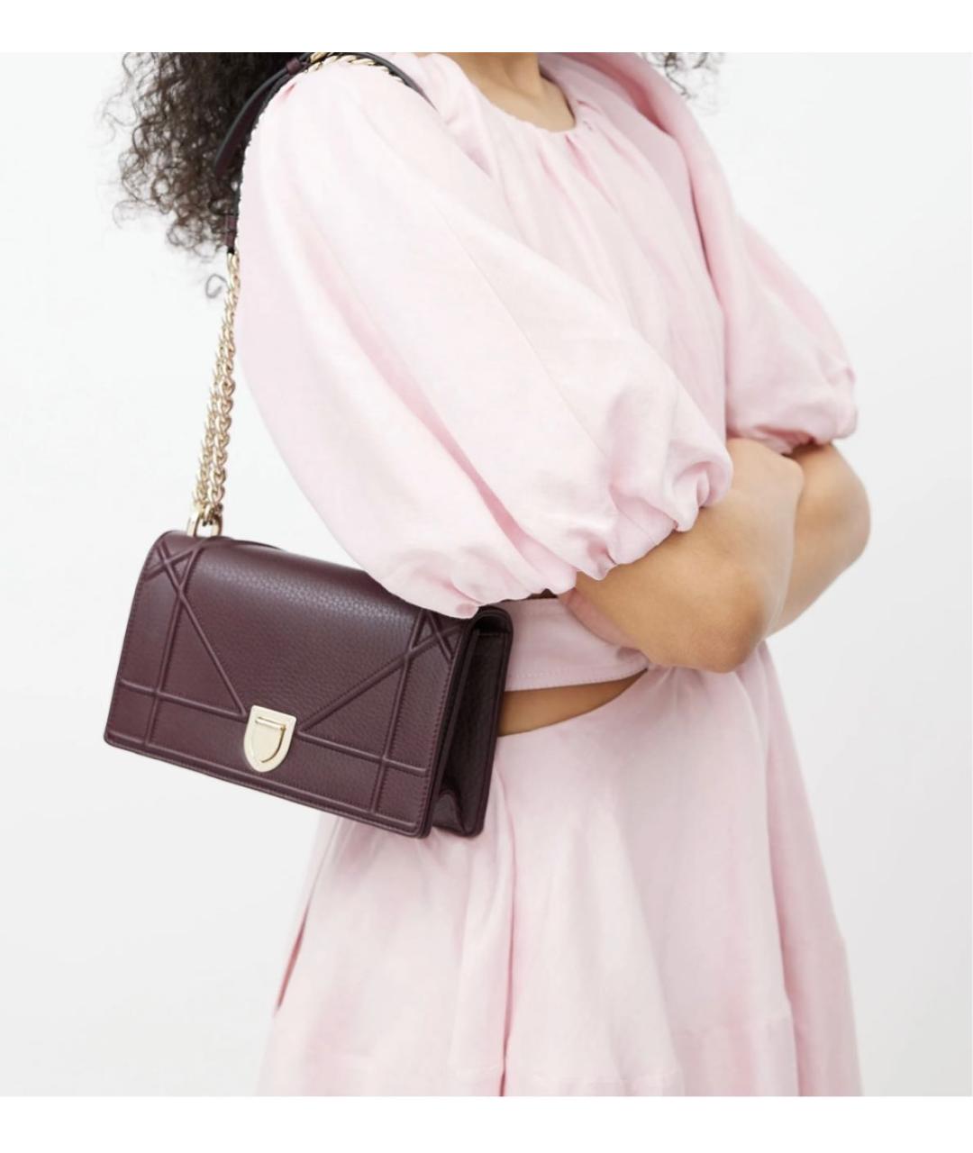 CHRISTIAN DIOR Бордовая кожаная сумка через плечо, фото 7