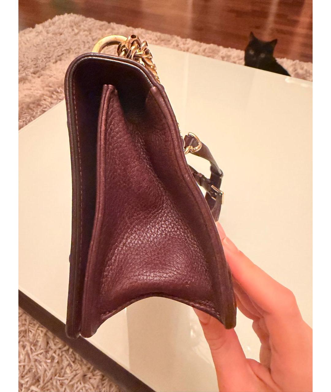 CHRISTIAN DIOR Бордовая кожаная сумка через плечо, фото 3