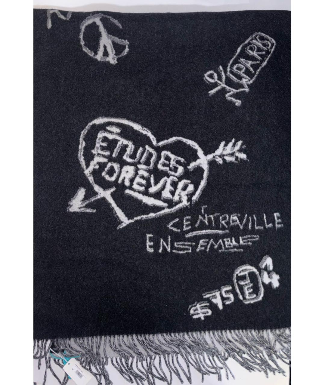 ETUDES Черный шерстяной шарф, фото 2