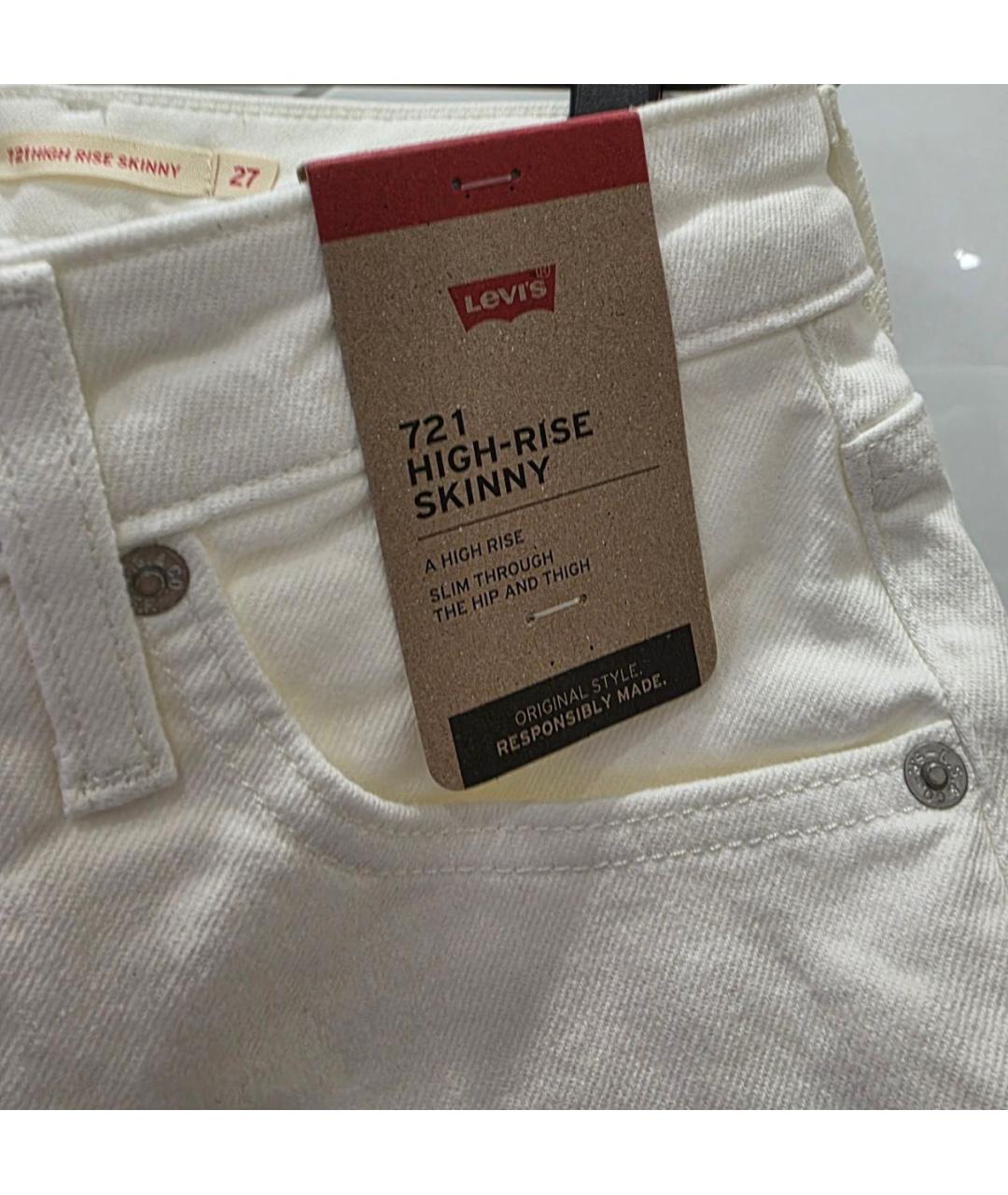 LEVI'S Белые хлопковые джинсы слим, фото 5