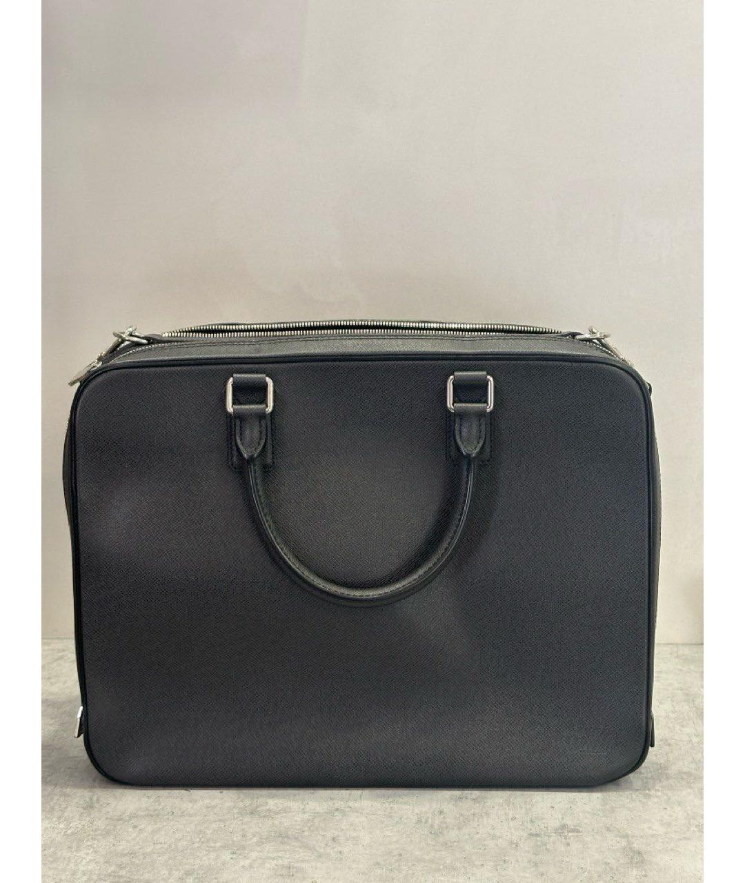 LOUIS VUITTON Черный кожаный портфель, фото 9