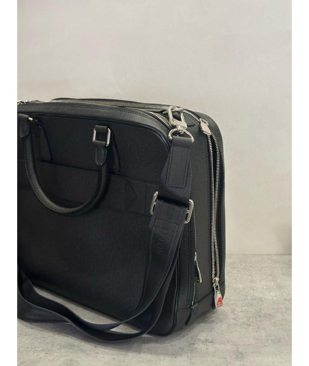 LOUIS VUITTON Черный кожаный портфель, фото 2