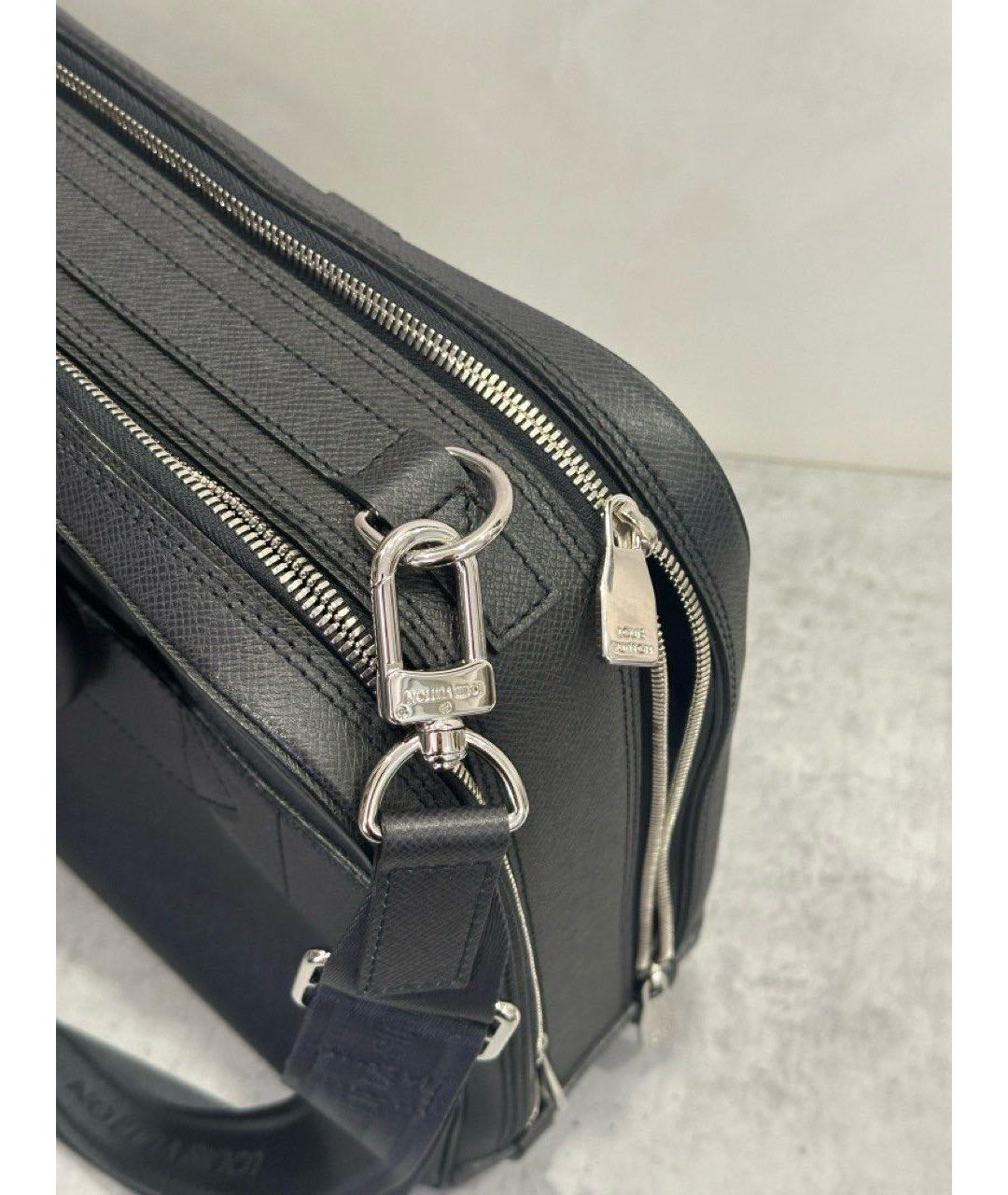 LOUIS VUITTON Черный кожаный портфель, фото 4