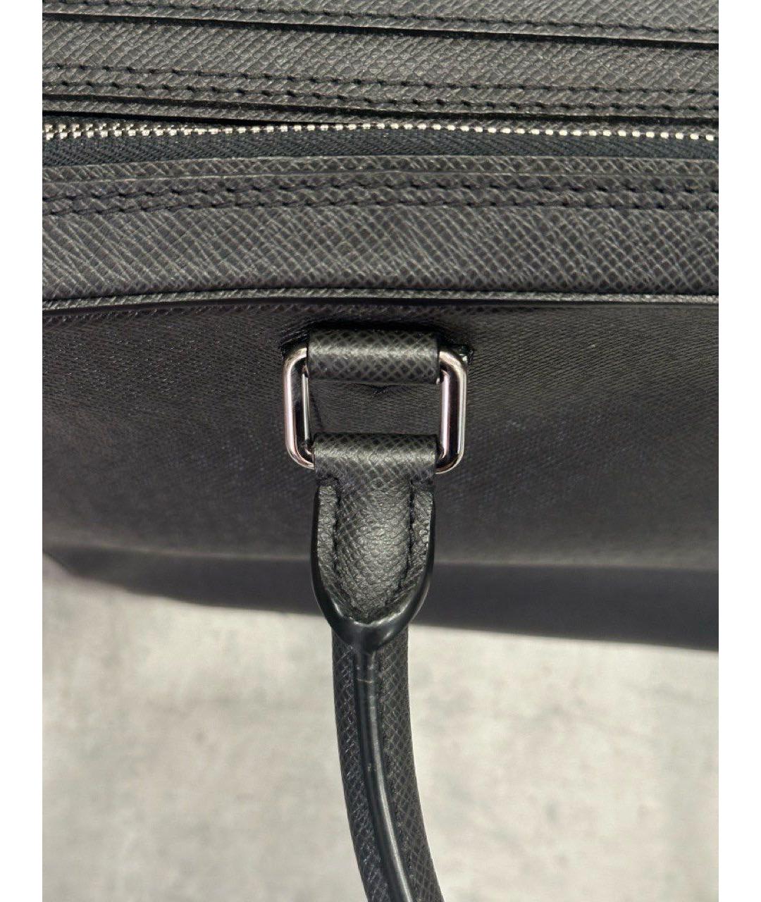 LOUIS VUITTON Черный кожаный портфель, фото 8