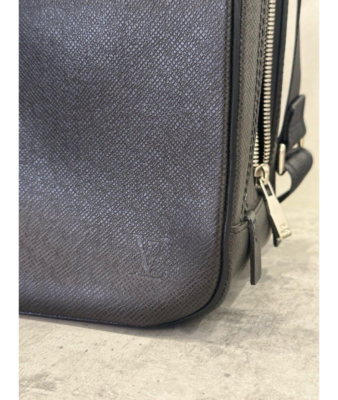 LOUIS VUITTON Черный кожаный портфель, фото 7