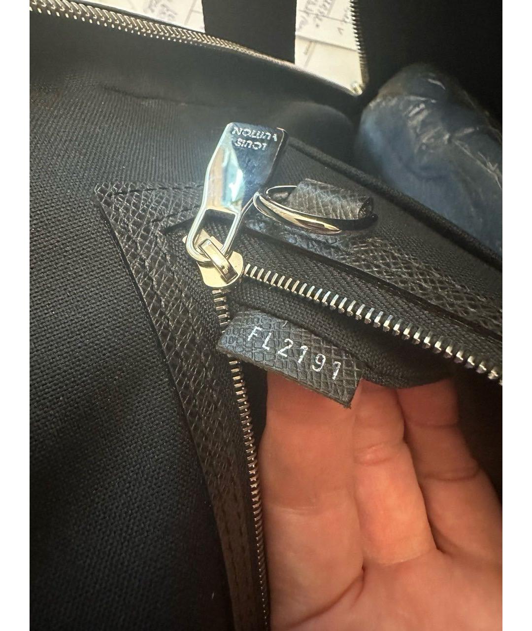 LOUIS VUITTON Черный кожаный портфель, фото 5