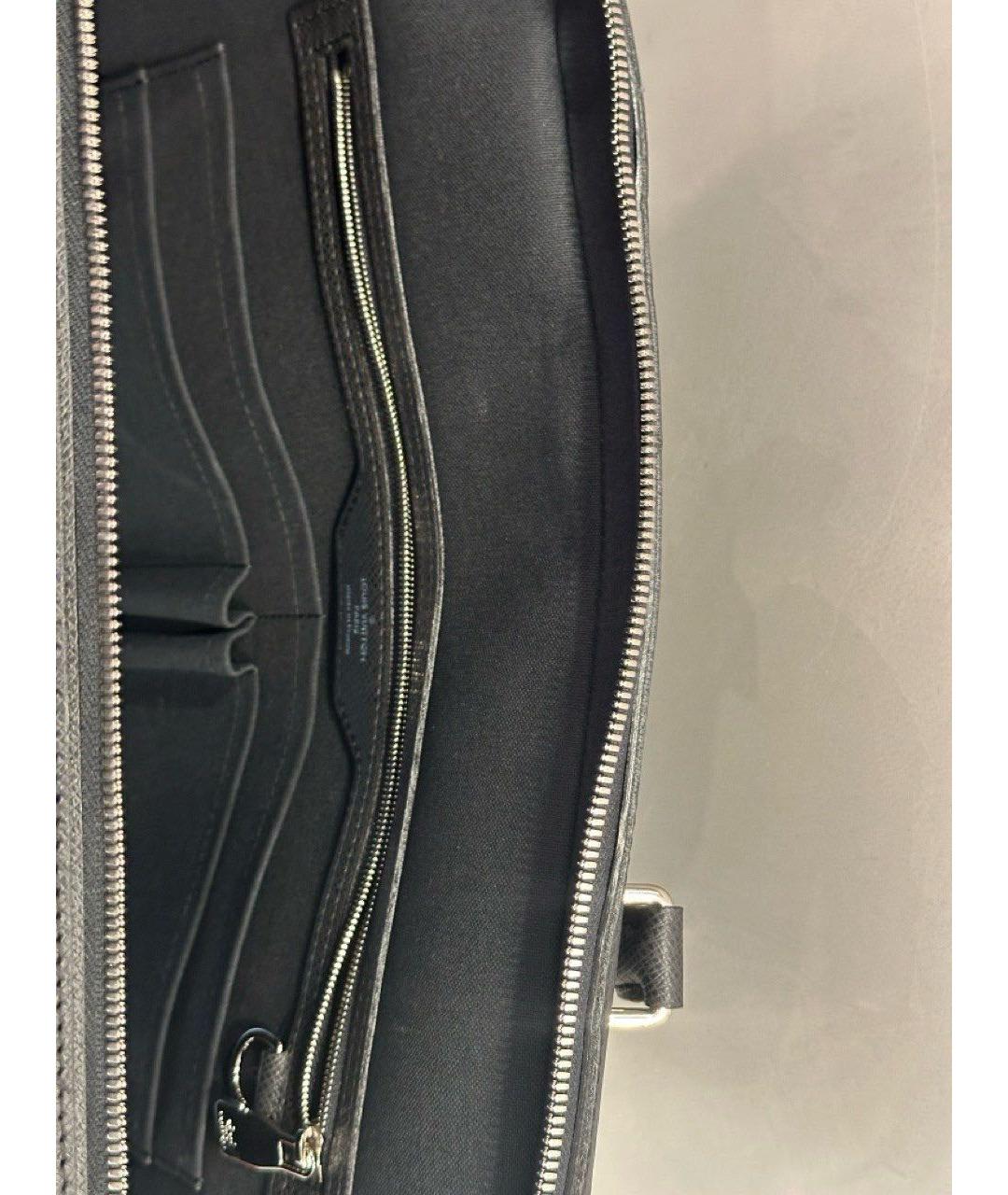 LOUIS VUITTON Черный кожаный портфель, фото 6