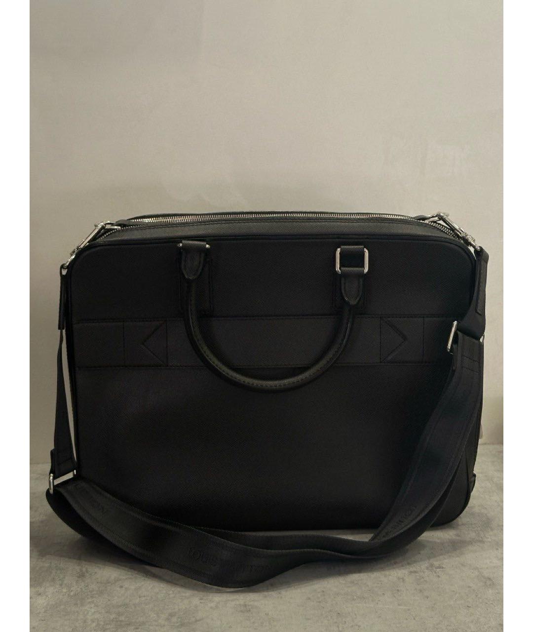 LOUIS VUITTON Черный кожаный портфель, фото 3