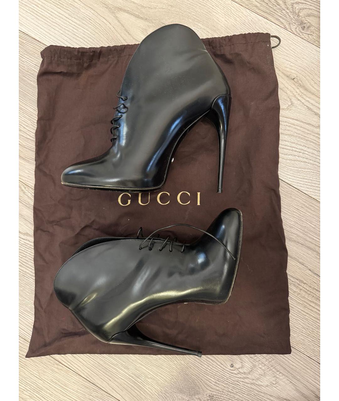 GUCCI Черные кожаные ботильоны, фото 2