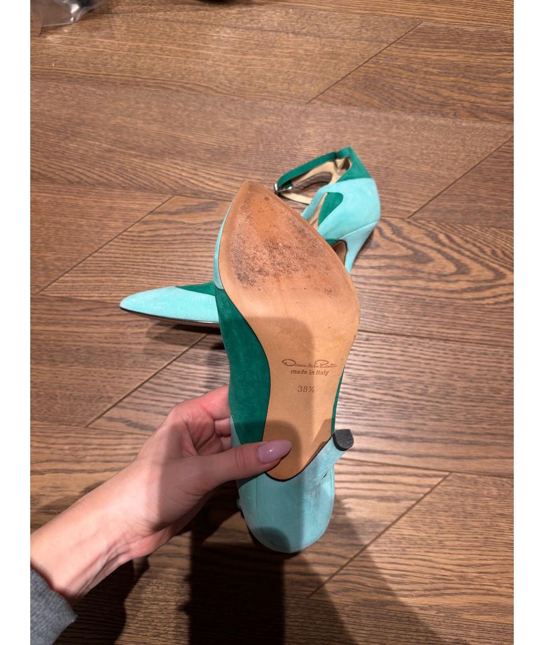 OSCAR DE LA RENTA Бирюзовые замшевые туфли, фото 3