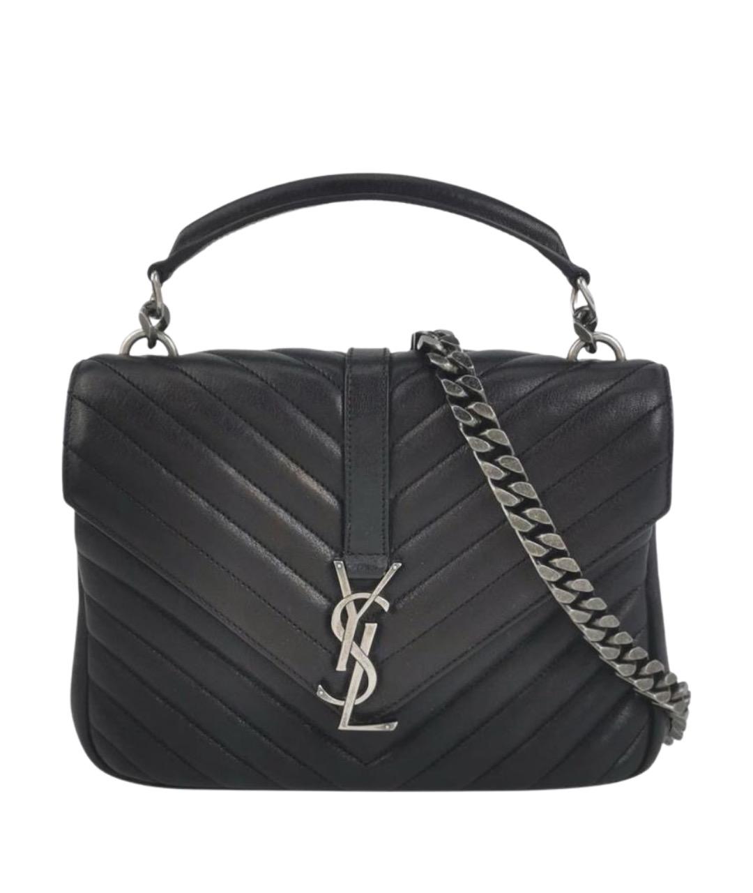 SAINT LAURENT Черная кожаная сумка через плечо, фото 1