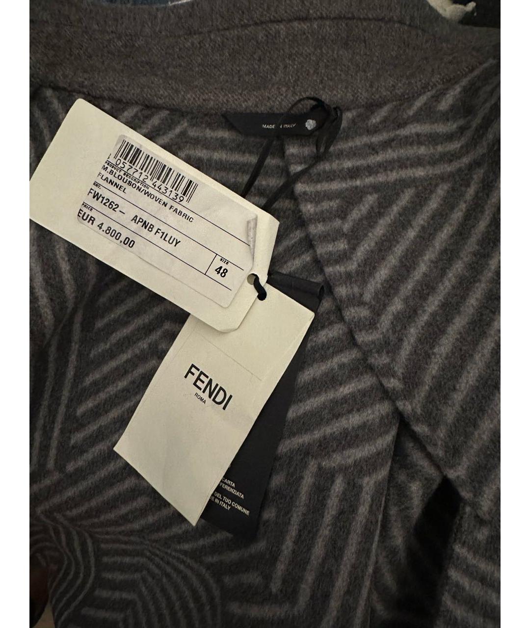 FENDI Серое шерстяное пальто, фото 6