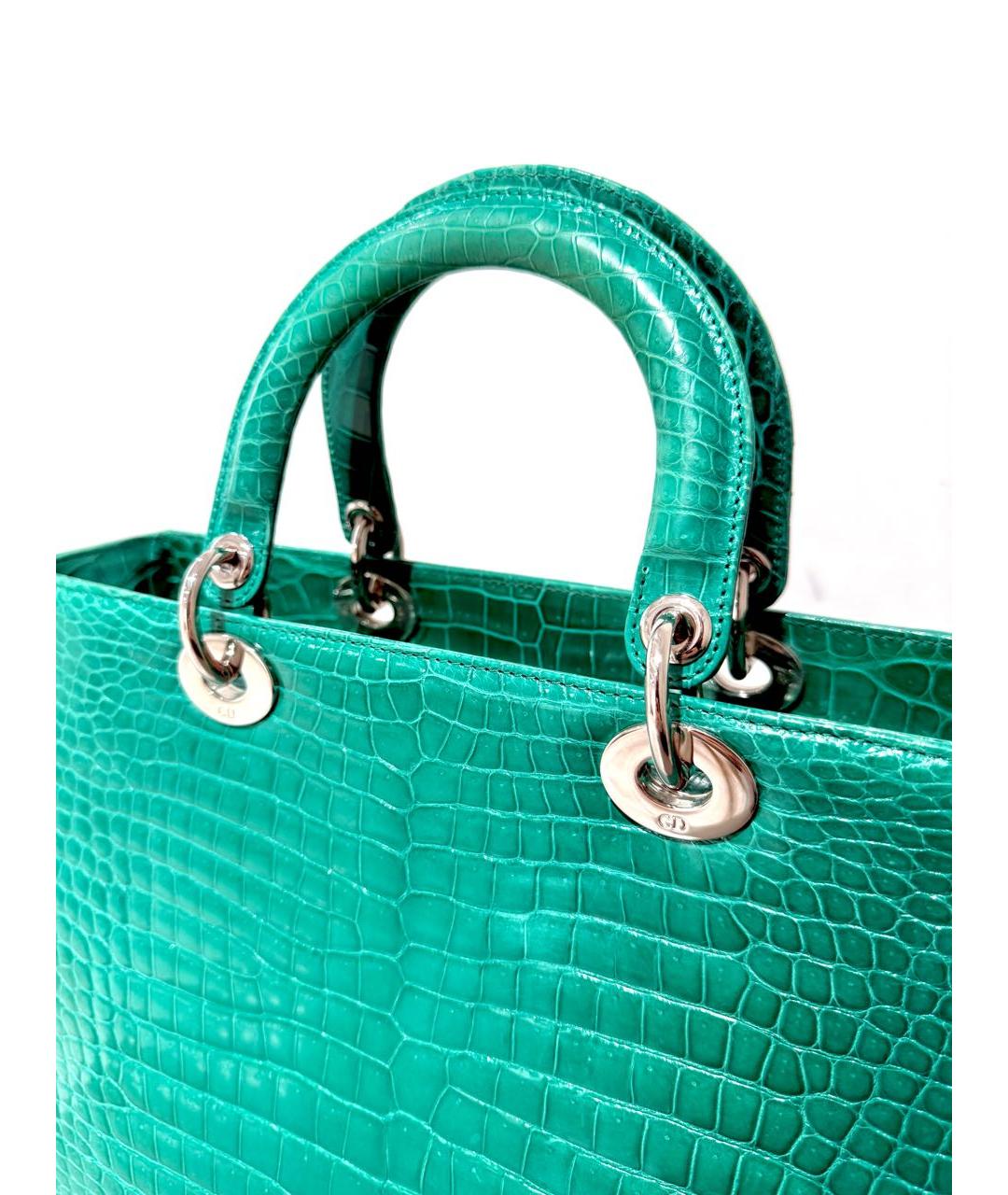 CHRISTIAN DIOR Зеленая сумка с короткими ручками из экзотической кожи, фото 5