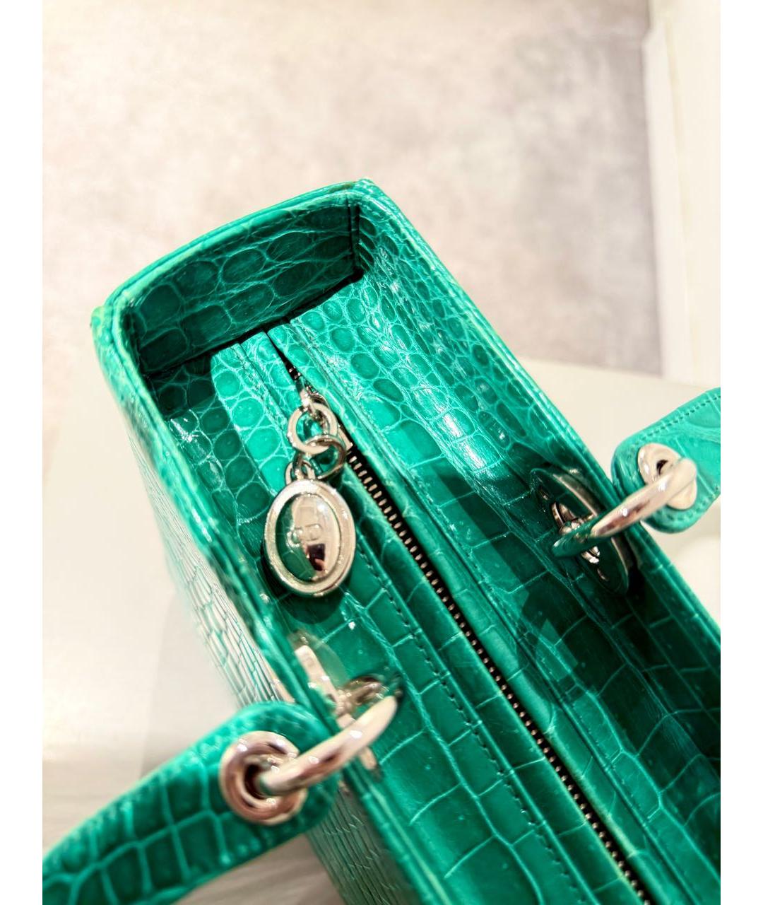 CHRISTIAN DIOR Зеленая сумка с короткими ручками из экзотической кожи, фото 6