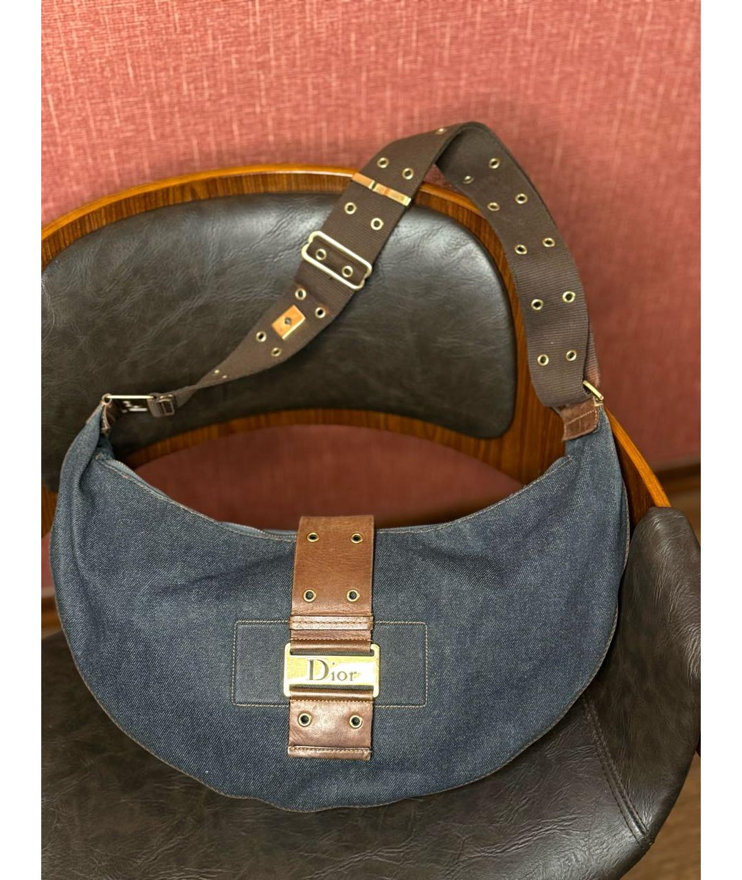 CHRISTIAN DIOR Темно-синяя деним сумка через плечо, фото 7
