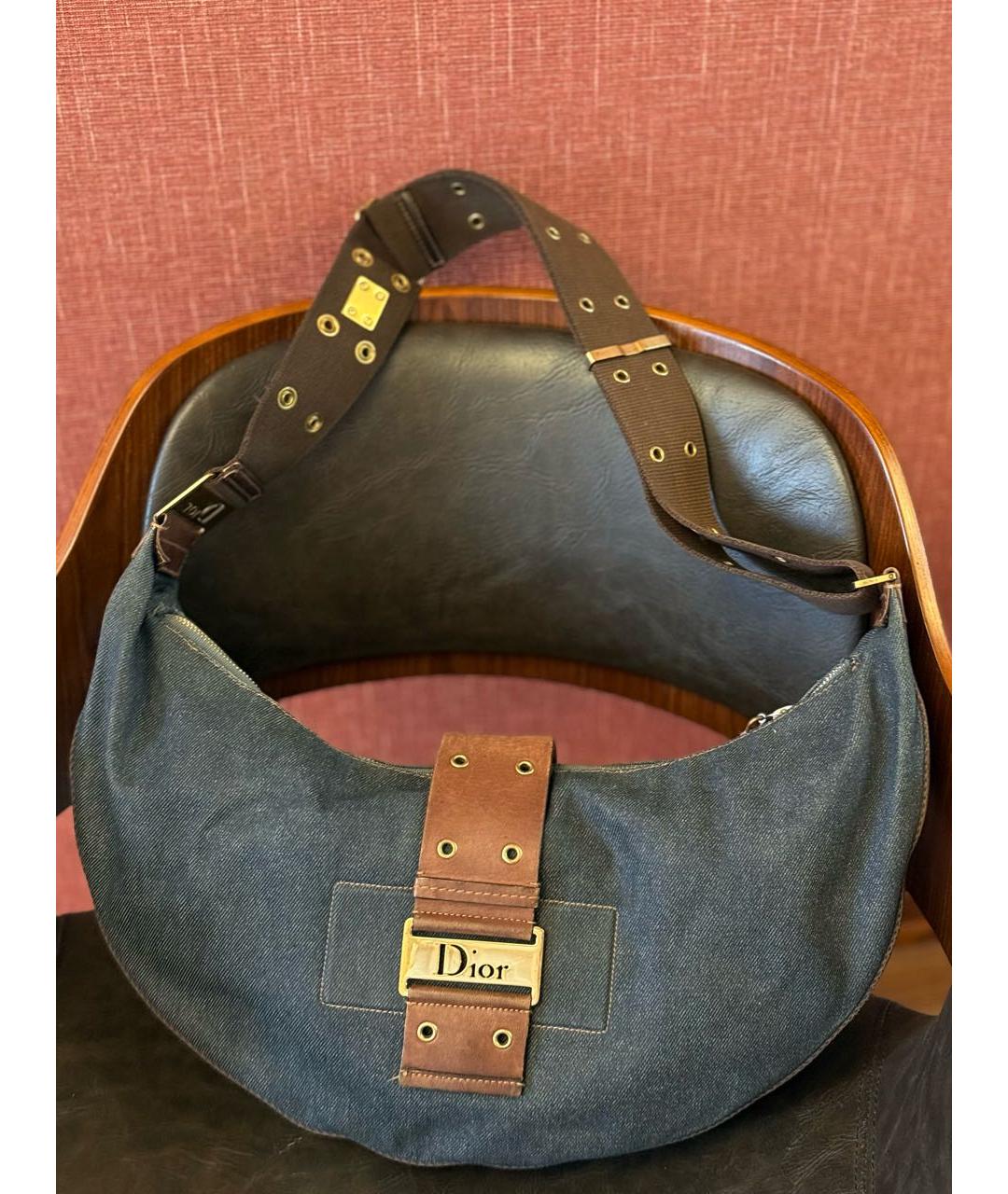 CHRISTIAN DIOR Темно-синяя деним сумка через плечо, фото 9