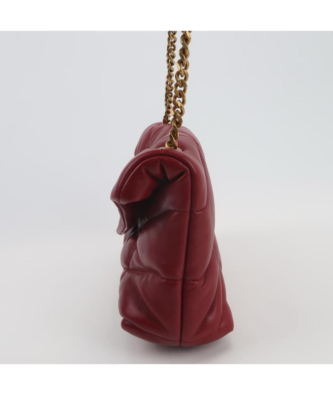 SAINT LAURENT Бордовая кожаная сумка через плечо, фото 2