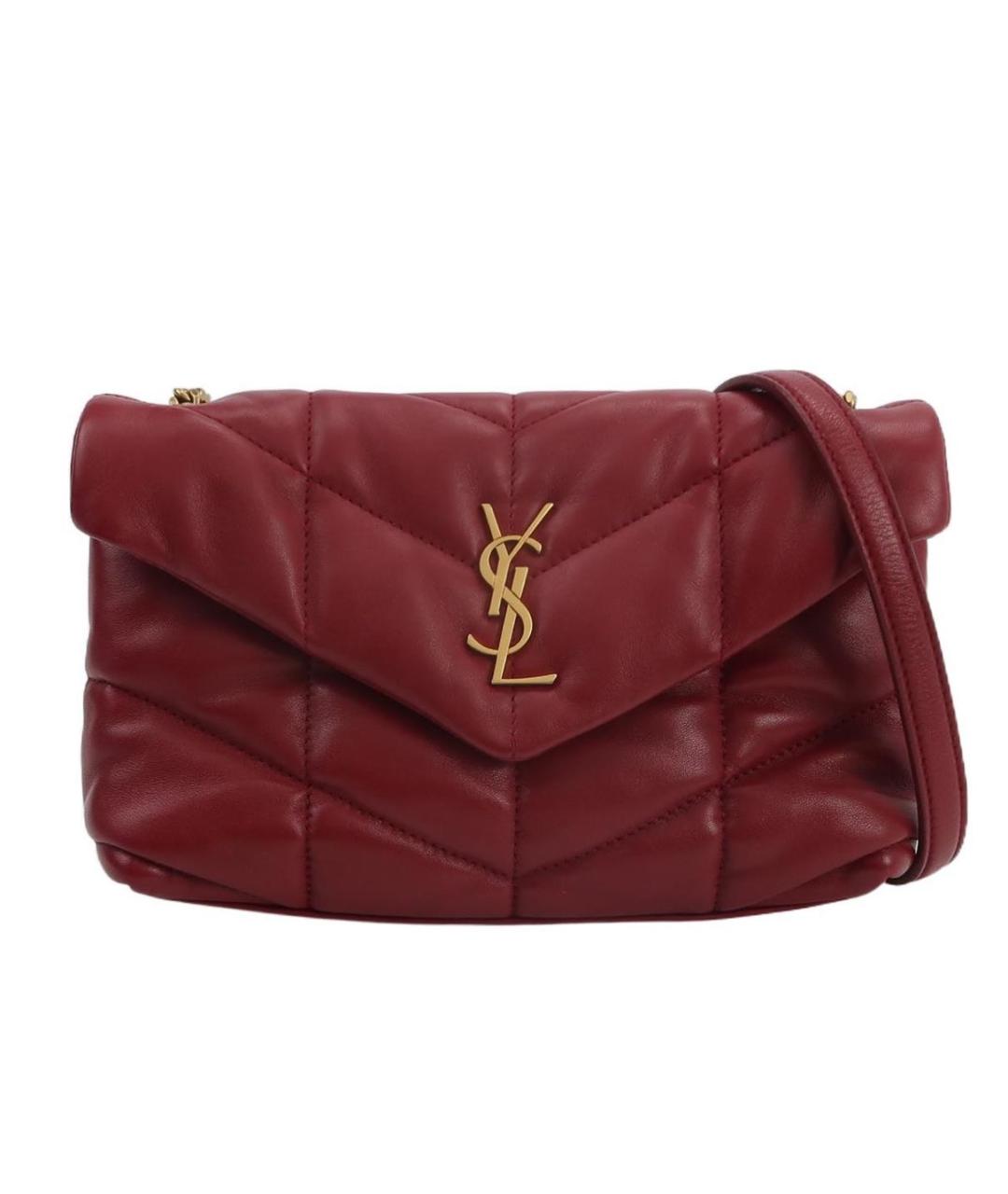 SAINT LAURENT Бордовая кожаная сумка через плечо, фото 9