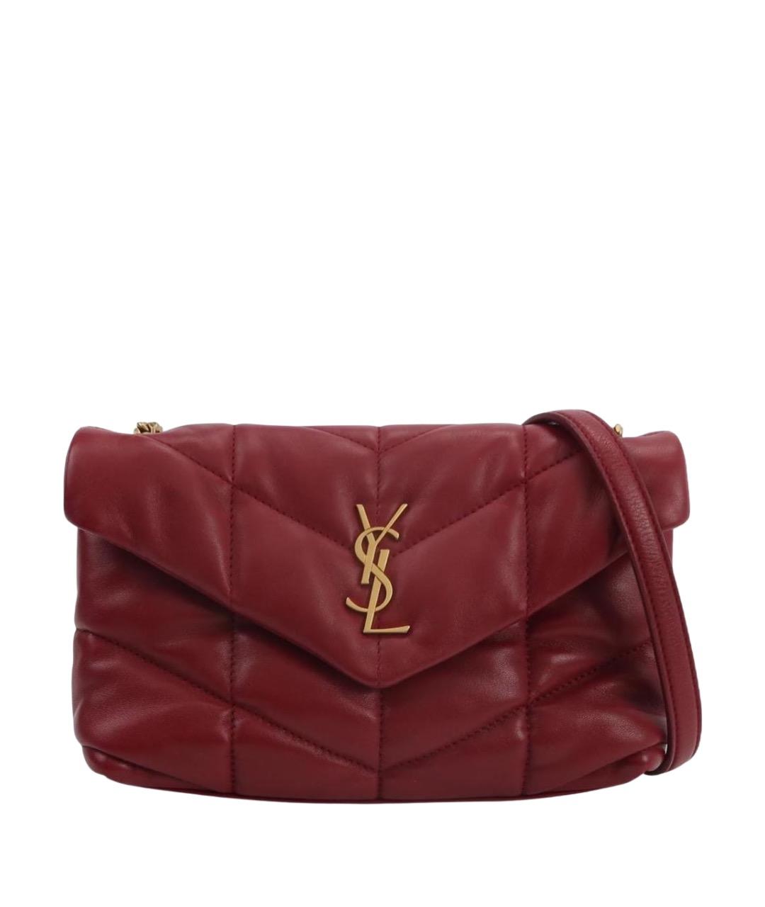 SAINT LAURENT Бордовая кожаная сумка через плечо, фото 1