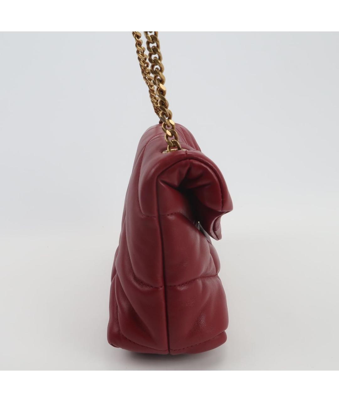 SAINT LAURENT Бордовая кожаная сумка через плечо, фото 3