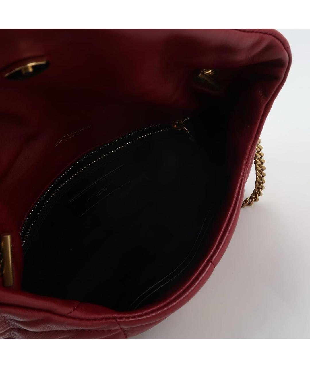 SAINT LAURENT Бордовая кожаная сумка через плечо, фото 6