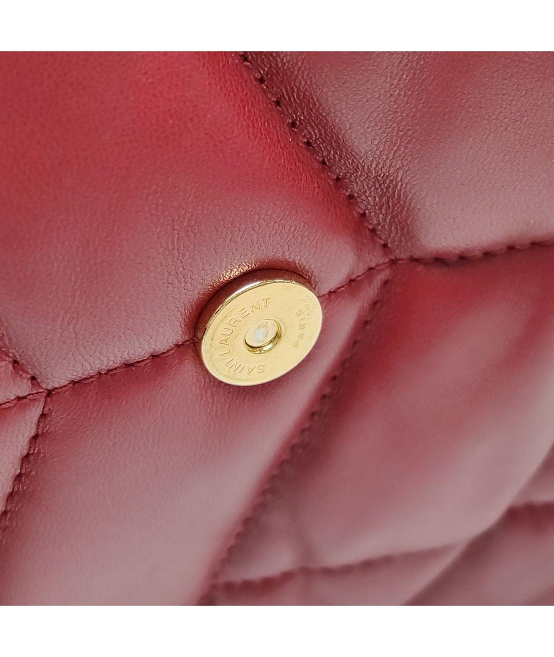 SAINT LAURENT Бордовая кожаная сумка через плечо, фото 8